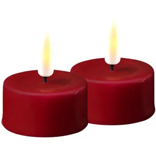 Deluxe Homeart Flammenloses LED-Teelicht-Set für den Innenbereich – mit Real FlameTM Technologie – batteriebetriebene Kerze (Bordeaux)