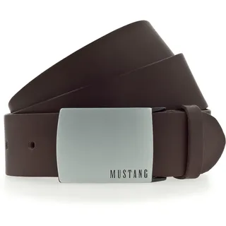 Koppelgürtel MUSTANG, Herren, Gr. 105, braun (dunkelbraun), Rindsleder, unifarben, vintage, Gürtel Koppelgürtel, Rindleder mit Pull-Up Effekt, Logo auf der Koppelschließe, 4 cm