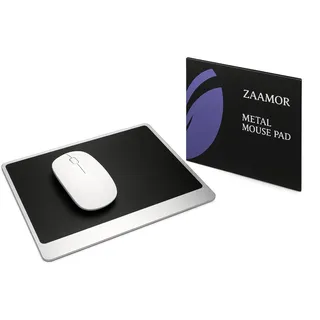 ZAAMOR Aluminium Mauspad – Metall Mouse Pad, Hart & Wasserdicht, rutschfest & Langlebig, Modernes Design für Büro & Gaming – Mausunterlage für Laptop & Computer (Klein, 22x18 cm)