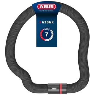 ABUS Kettenschloss – biegsames, klapperfreies Fahrradschloss aus gehärtetem Stahl – 6 mm stark – 110 cm lang – mit Schlüssel – Schwarz