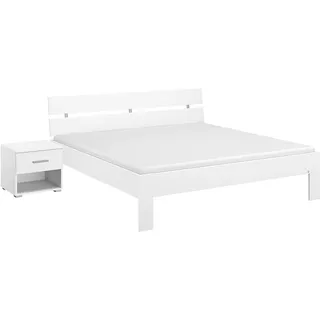 Rauch Möbel Ryba Bett Futonbett mit 1 Nachttisch in Weiß, Liegefläche 180x200 cm, Gesamtmaße BxHxT 232x88x215 cm