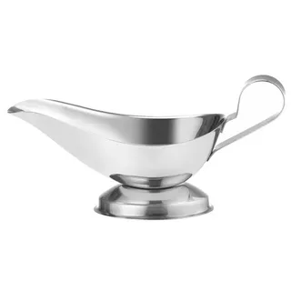 HENDI Sauciere, extra kleine Größe, Poliert, Soßenkanne, Soßenschale, 140ml, 135x76x(H)70mm, Edelstahl
