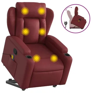 Massagesessel mit Aufstehhilfe Weinrot Kunstleder - Rot