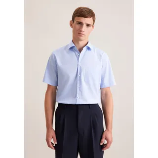 Seidensticker Businesshemd "Schwarze Rose", Herren, Gr. M40, normale Ärmellängen, blau (hellblau), 100% Baumwolle, unifarben, regular fit, gerader Abschluss, Hemden, Regular 1/2 Kentkragen Uni