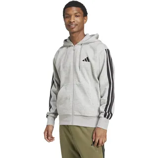 adidas Essentials 3-Streifen Fleece Reißverschlusspullover Medium Grey Heather / Black S