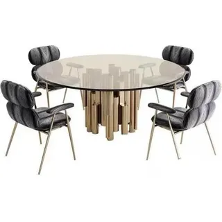 Esstisch Designer Goldener Runder JVmoebel - Gold