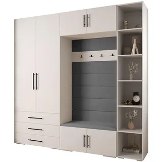 Abiks Möbel Garderoben-Set 236,7/240/47 , Metall , Nachbildung , 13 Fächer , 240x236.7x47 cm , Garderobe, Garderoben-Sets & Garderoben-Serien, Garderoben-Sets
