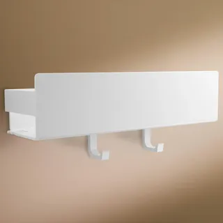 Designfabrik Hamburg Duschablage ohne Bohren | Badezimmer Organizer | Duschregal ohne Bohren | Badregal | Hängeregal | Wandregal | Duschkorb selbstklebend | Duschablage Weiß 30 cm