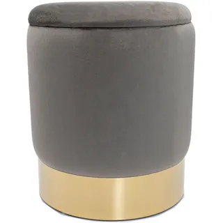 Samthocker Deko Hocker Samt Pouf Dekopouf Velour Stauraum light grey - Grau, Weiß, Rosa, Grün, Taupe