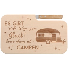 Spruchreif· Brotzeitbrett mit Messer · Brotzeitbrett mit Gravur · Holzbrett mit Messer · Geschenke für Camper · Outdoor Geschenke · Outdoor Frühstück