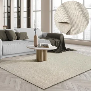 The CarPET Teppich »Premium Wool« rechteckig Wool Handweb-Teppich Naturfaser Wollteppich, beige