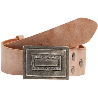 Ledergürtel RETTUNGSRING GÜRTEL, Damen, Gr. 100, beige (natur), Leder, unifarben, Gürtel Ledergürtel, mit austauschbarer Schließe »Rechteck Gestapelt Silber