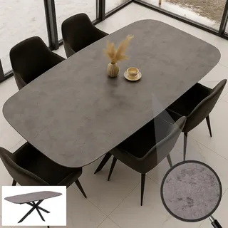 Mendler Esszimmertisch HWC-O56, Tisch Esstisch, MDF Metall 200x100cm ~ graue Stein-Optik