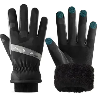 Handschuhe Herren Damen, Winter Warm Winterhandschuhe Touchscreen Handschuhe Verdicktes Fleece Winddicht Wasserdicht rutschfest Sporthandschuhe Skihandschuhe für Radfahren, Laufen, Skifahren, Wandern