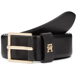 Ledergürtel TOMMY HILFIGER "TH SQUARE 3 cm breit", Damen, Gr. 70, schwarz, Rindsleder, Gürtel Ledergürtel, mit quadratischer Schnalle, Breite: 3cm