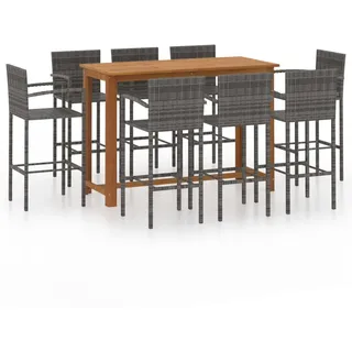 vidaXL 9-tlg. Gartenbar-Set Grau - Grau