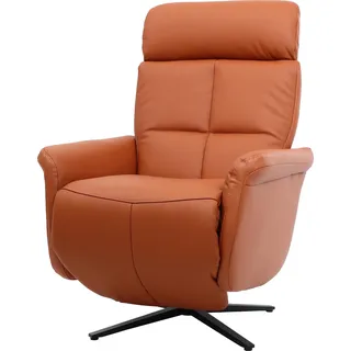 Relaxsessel HWC-L10, Design Fernsehsessel TV-Sessel Liegesessel, Liegefunktion drehbar, Voll-Leder terracotta-braun - Braun