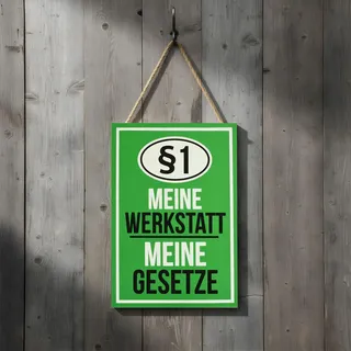 Wandbild Meine Werkstatt Spruch 20x30cm MDF Holz Wandschild Wanddeko Schild Deko Bild Geschenkidee Männer Geschenk Heimwerker Holzbild