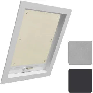 WOLTU Thermo Dachfenster Rollo ohne Bohren Beige 96x93 cm | Sonnenschutz Verdunkelungsrollo mit Saugnäpfen Thermorollo Hitzeschutz für Velux- und Roto-Fenster S06 / 606