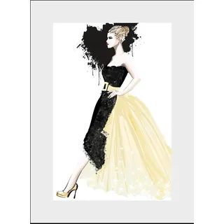 OTTO home Bild mit Rahmen "Skizze Frau mit Kleid" Bilder von Frauen  Fashion  Frau  Herz  Herzbilder  Magazincover  Mode  Modebilder 1 Stk. tlg. HD Premium Poster-Druck inkl. Holzrahmen, farbe rahmen: schwarz, farbe bild(er): schwarz weiß rot