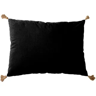 Enjoy Home – Kissen mit 4 Quasten Jute – Maße: 50 x 70 cm – Stoff aus Baumwolle mit Oeko-Tex-Zertifikat – ideal für Farbe auf Ihre Sofas – Farbe Schwarz