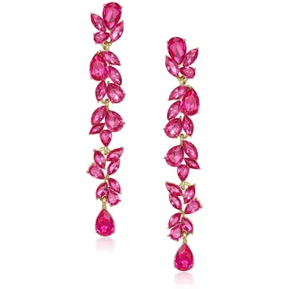 EVER FAITH Strass Kristall Kronleuchter baumeln Ohrringe Art Deco Marquise Teardrop lange Tropfen Ohrhänger für Damen Braut Hochzeit Prom Hot Pink Gold-Ton