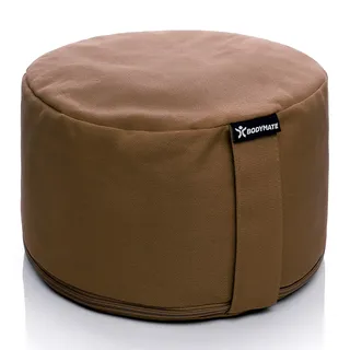 BODYMATE Extra-Hohes Yogakissen rund 31cm Durchmesser 20cm hoch Chocolate, Buchweizen-Spelz Füllung, Maschinenwaschbarer Bezug 100% extra dicker Baumwolle, Meditationskissen, Sitzkissen, Bodenkissen