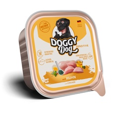 DOGGY Dog Paté Huhn Sensitive, 10 x 150 g, Nassfutter für Hunde, getreidefreies Hundefutter mit Lachsöl und Grünlippmuschel, besonders gut verträgliches Alleinfuttermittel, Made in Germany