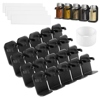 ZXShow Platz für 20 Gewürze Küchenschrank Gewürzhalte Selbstklebend Kleines Gewürzregal für Wohnmobil Gewürzregals Klebend Gewürzregal ohne bohren für Wand, Schranktür (Schwarz)