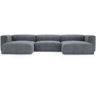 GRAINGOLD Eckcouch Cord 5-Sitzer Grau