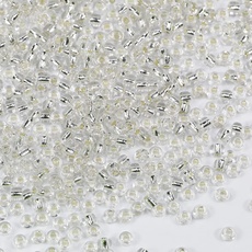 Bala&Fillic Klar Silber Farbe 3mm Perlen zum Auffädeln 3600Stücke/100Gramm,8/0 Glasperlen zur Herstellung von Armbändern, Halsketten und Ohrringen (Klar Silber)
