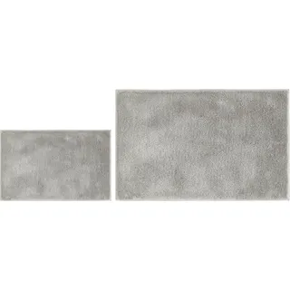 andiamo Badematte rutschfest Florida - Badezimmerteppich weich und flauschig - Badteppich rutschfest waschbar Duschvorleger Badvorleger für Badezimmer 2er Set 40 x 60 cm + 60 x 100 cm grau