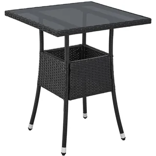 Juskys Yoro Polyrattan Gartentisch quadratisch 60 x 60 cm Schwarz 