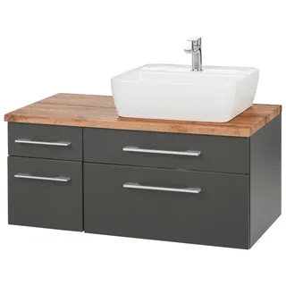 welltime Waschbeckenunterschrank »Davos«, Badmöbel, Waschtisch inkl. Waschbecken, Breite 90 cm, grau