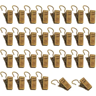 GUKBIAY 80 Stück Antik-Messing-Haken, klein, robust, Vorhang-Clips, Metall, Vorhang-Kleiderbügel, Clips für Kunst, Handwerk, Foto-Display, Innen- und Außendekoration