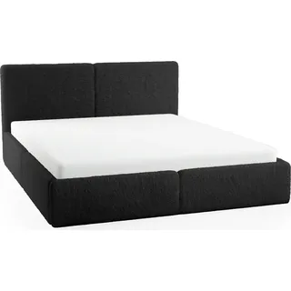 FEDVE Polsterbett Doppelbett Riberia Slim Bett mit Bettkasten 160x200 - Schwarz