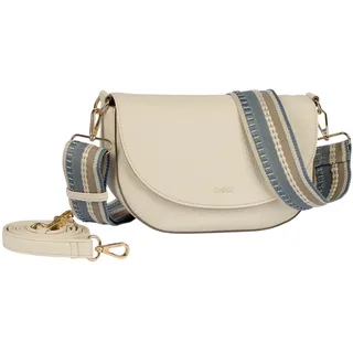 Satteltasche GABOR "Linda Summer", Damen, Gr. B/H/T: 25,5cm x 16,5cm x 9cm, sanftes weiß, Lederimitat, clean, gepflegt, unifarben, Taschen Satteltasche, Damen Umhängetasche, Schultertasche mit dezentem Logo