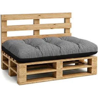 Amazinggirl Palettenkissen Outdoor Kissen Sitzkissen 120x80 cm - Auflagen für Paletten Europaletten Palettensofa und Palettenmöbel Palettenpolster Outdoorkissen Gartenkissen Grau