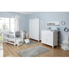 Ticaa Babyzimmer-Komplettset »Rosa«, (Set, 5 St., Bett + Wickelkommode + Schrank + Wandregal + Anstellregal), Bett + Wickelkommode + Schrank + Wandregal + Anstellregal, weiß