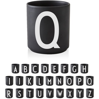 Design Letters Buchstaben Porzellan Kaffeetasse A-Z Schwarz | Weihnachten dekoration | Weihnachtsgeschenke für Frauen, Männer | Dekorativ Design Tasse in Premium Porzellan mit eingravierter Buchstabe