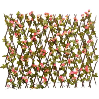 vidaXL Rankgitter mit Künstlichem Efeu Erweiterbar Dunkelrosa 180x60cm