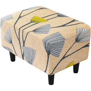 EBETA Hockerbezug Bankhussen, Elastische Hussen für Ottomane, Fußhockerbezug, Abdeckung Überzug für Hocker Ottomane Schonbezug (Löwenzahn)