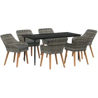 vidaXL Garten-Dining-Set 7-tlg. Grau
