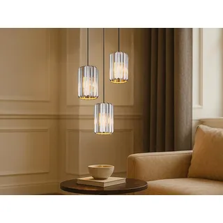 LED Cluster Pendelleuchte 3-flammig mit Rauchglas Kristall, Esszimmerlampe Ø35cm