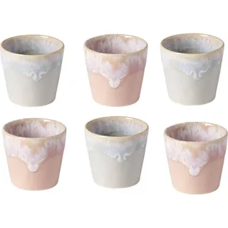 Costa Nova Grespresso handgefertigte Espressotassen – 6er-Set – Elegance – Rosa – Grau – Portugiesisches Steingut – 90 ml – Höhe 6 cm