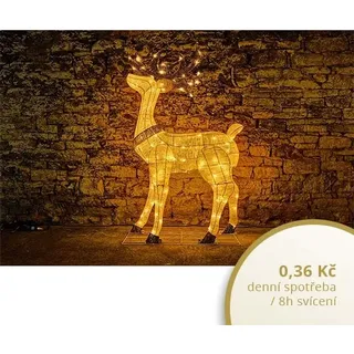 LED-Leuchte Hirsch, 150 cm, 161 warmweiße Dioden - Weiß