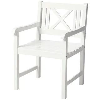 Gardenson Gartensessel , Weiß Hochglanz , Holz , Mahagoni , vollmassiv , eckig , 59x89x59 cm , Gartenmöbel, Gartensessel, Gartenstühle