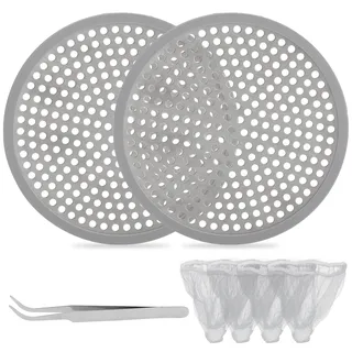VOSSOT 2 Stück Haarfänger, Rund Haarsieb Dusche Groß, Edelstahl Abflusssieb Dusche, Abfluss Haarfänger, Abfluss Haare Sieb Badewanne, für Badezimmer Spülbecken Küche mit Pinzette und Filternet