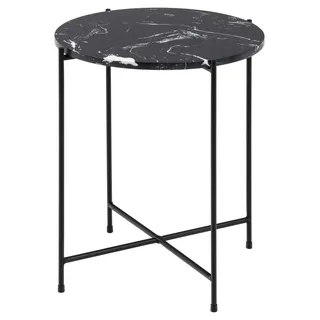 Actona GROUP "Avila", Ecktisch, rund, Tischplatte aus Marmorstein, T: 52 cm, schwarz, schwarz künstlicher marmor),