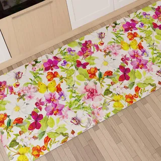 PETTI Artigiani Italiani - Teppich für Küche, rutschfest und waschbar, 52 x 440 cm, Design Schmetterlinge, 100% Made in Italy